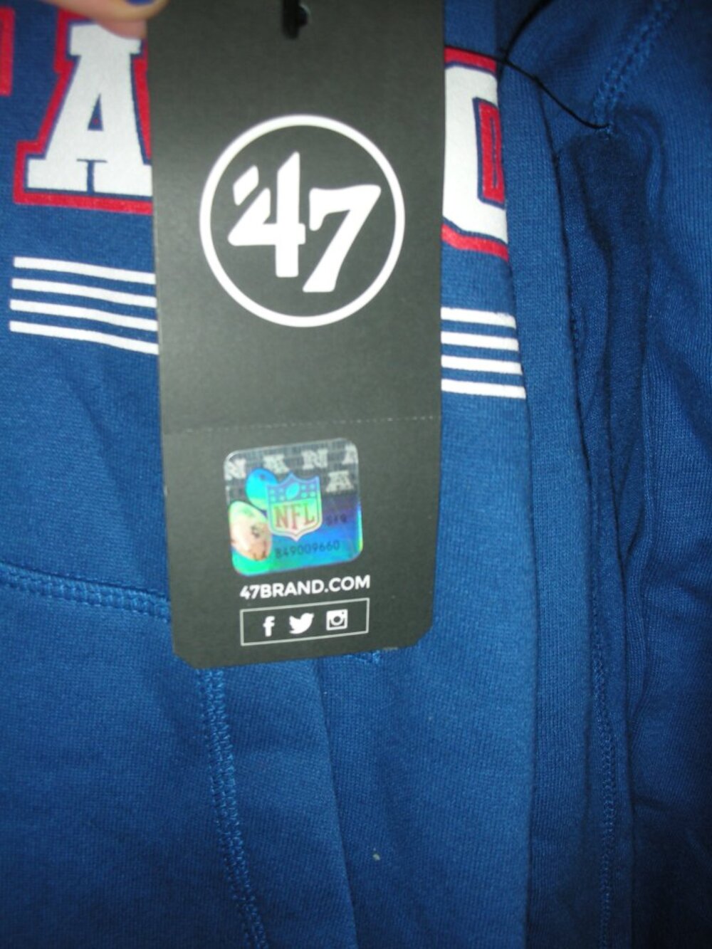 '47 Buffalo Bills Hoodie NWT Large NFL Football Blue Pullover Sweatshirt Fan - Picture 2 of 9